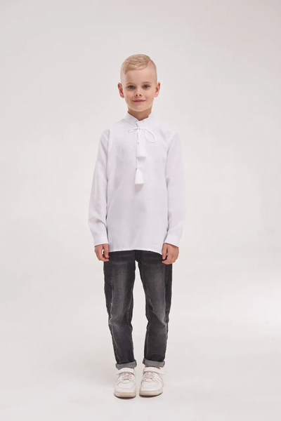 Embroidered shirt for a boy "Star", white on white 11000433 photo