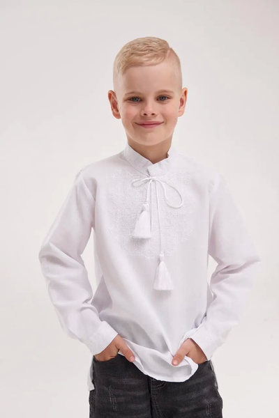 Embroidered shirt for a boy "Star", white on white 11000433 photo