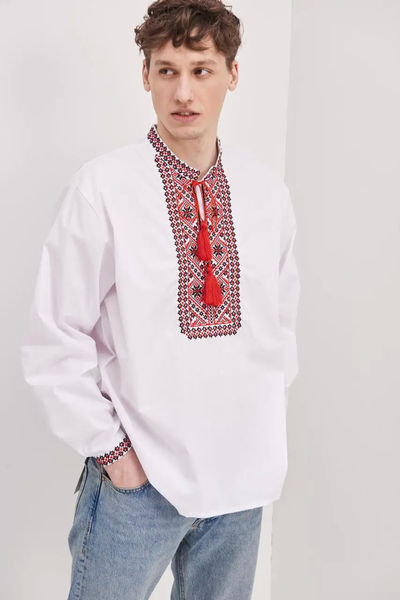 Embroidered shirt for men "Marko", red 11000577 photo