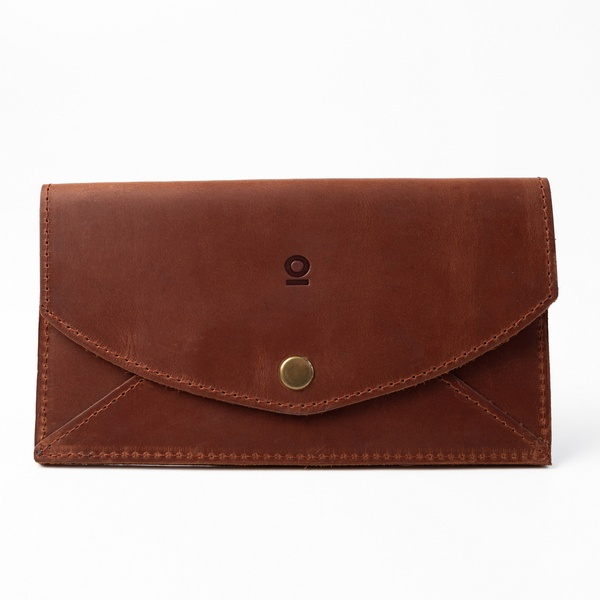 Wallet Envelope, Leather, Brown 40002 photo