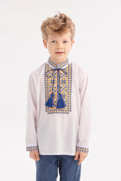 Embroidered shirt for a boy "Timothy", blue-yellow 11000540 photo