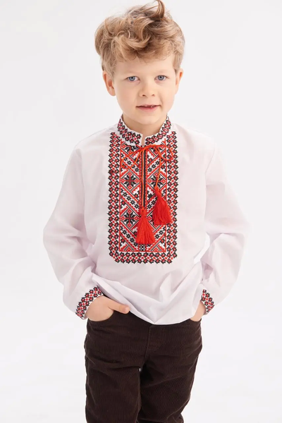 Embroidered shirt for a boy "Marko", red 11000682 photo