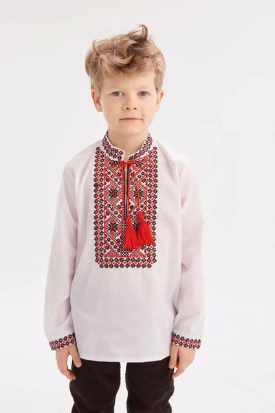 Embroidered shirt for a boy "Marko", red 11000682 photo