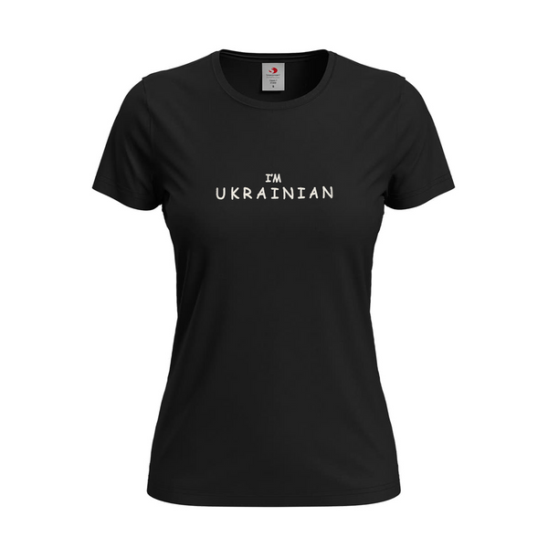 T-shirt black, women's, "I am Ukrainian", size S 11000250 photo