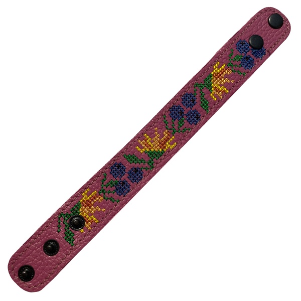 Embroidered Leather Bracelet, Pink 110006412 photo