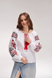 Women's blouse "Fire Bird", white with red 11000428 photo 1