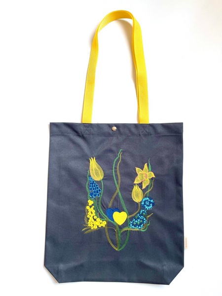 Shopper "Trident Flowers" with Embroidery, Graphite 70006 photo