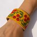 Wide leather bracelet with embroidery, Yellow 11000657-1 photo 1