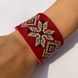 Wide leather bracelet with embroidery, Red 110006573 photo 1