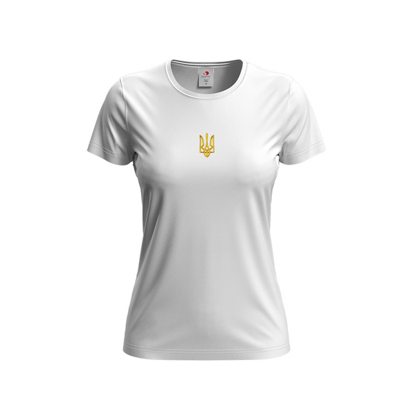 T-shirt white, women's, embroidery "Trident", size S 11000321 photo