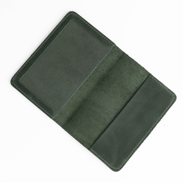 Cover for milit. ID with Trident, Leather, Green 11000338 photo