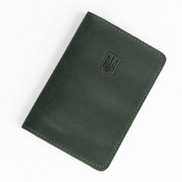 Cover for milit. ID with Trident, Leather, Green 11000338 photo