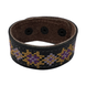 Embroidered Leather Bracelet, Black/Yellow 11000641-8 photo 4