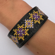 Embroidered Leather Bracelet, Black/Yellow 11000641-8 photo 1