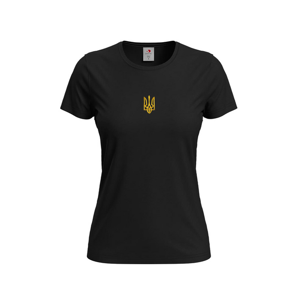 T-shirt black, women's, embroidery "Trident", size S 11000324 photo