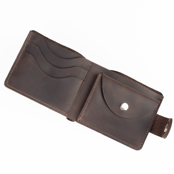 Minimal wallet with coat of arms, Leather, Brown 11000108 photo