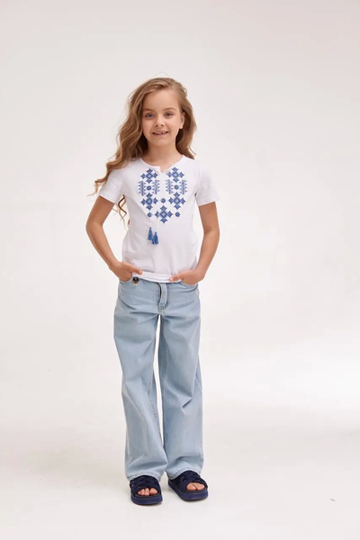 Embroidered t-shirt for girls "Starlight", blue 11000602 photo