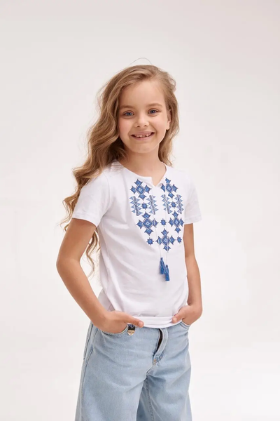 Embroidered t-shirt for girls "Starlight", blue 11000602 photo