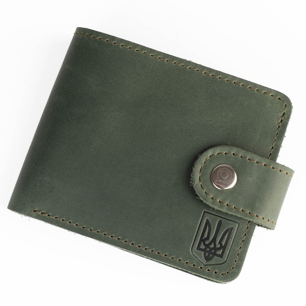 Minimal purse with coat of arms, Leather, Green 11000109 photo