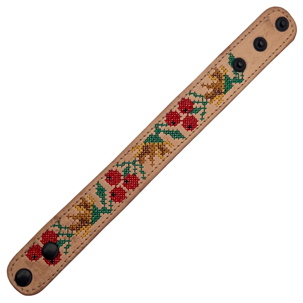 Embroidered Leather Bracelet, Beige 11000641-12 photo