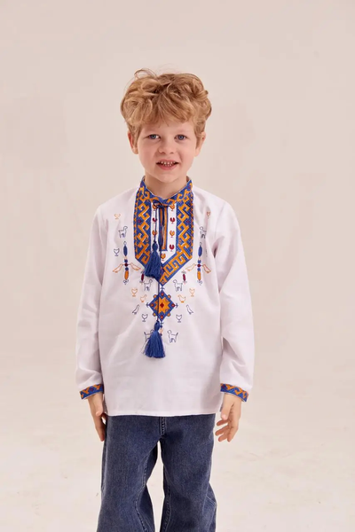 Embroidered shirt for a boy "Lyubomir", white 11000705 photo