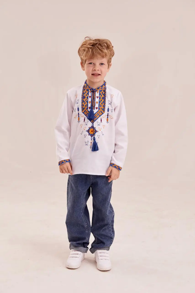 Embroidered shirt for a boy "Lyubomir", white 11000705 photo