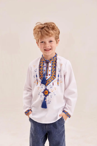 Embroidered shirt for a boy "Lyubomir", white 11000705 photo