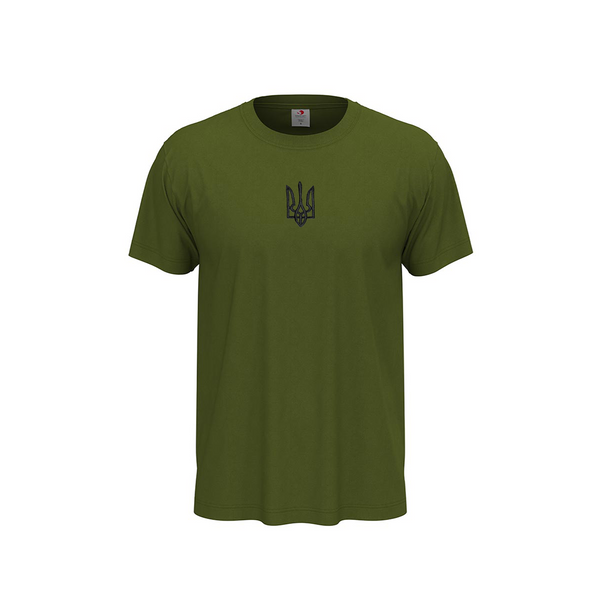 Men's khaki t-shirt with trident embroidery, size S 11000346 photo