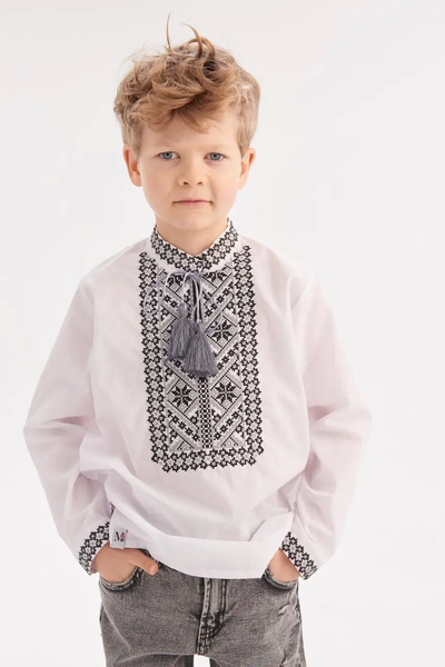 Gryts embroidered shirt for a boy, gray and black 11000537 photo