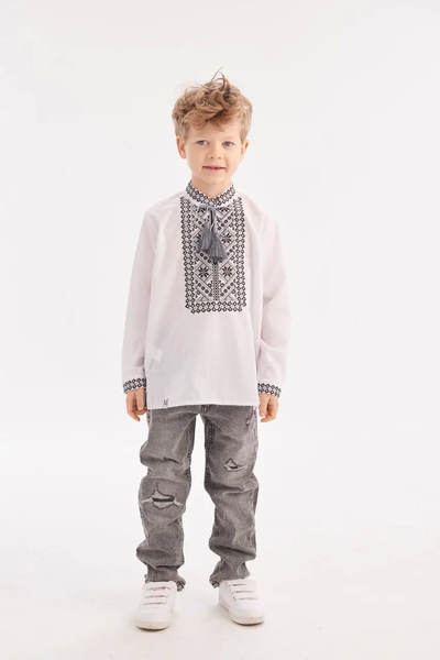 Gryts embroidered shirt for a boy, gray and black 11000537 photo