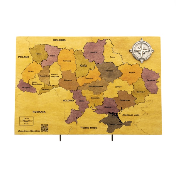 Мапа-пазл "Україна" з підставкою і дерев'яною коробкою 11000026 фото