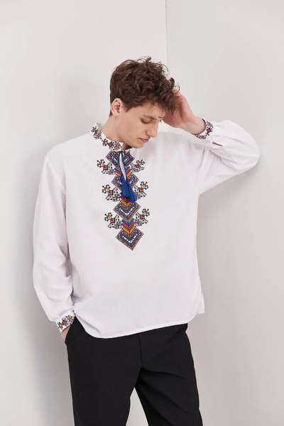 Men's embroidered shirt "Fate", white 11000710 photo