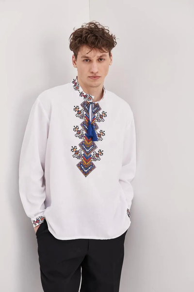 Men's embroidered shirt "Fate", white 11000710 photo